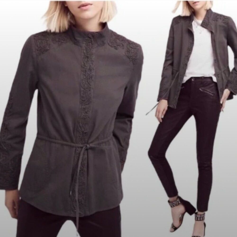 Anthropologie Love Sam Beaded Cargo Jacket in Size L